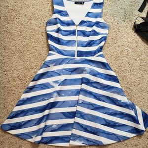 Blue and White Striped Summer Dress w/ pockets